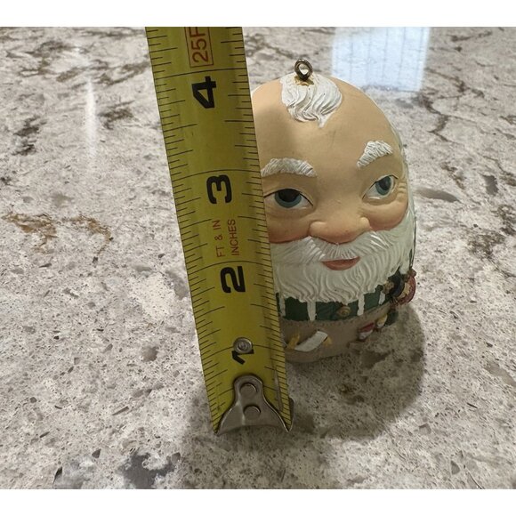 Vintage Roly Poly Santa Toy maker Folk Art Christmas Ornament Egg Shape 4” - Picture 9 of 9